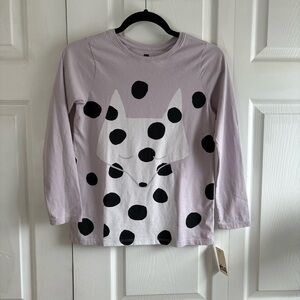 Tea Polka Dot Fox Graphic Tee Light‎ Purple Long Sleeve 12 Cotton Novelty Animal